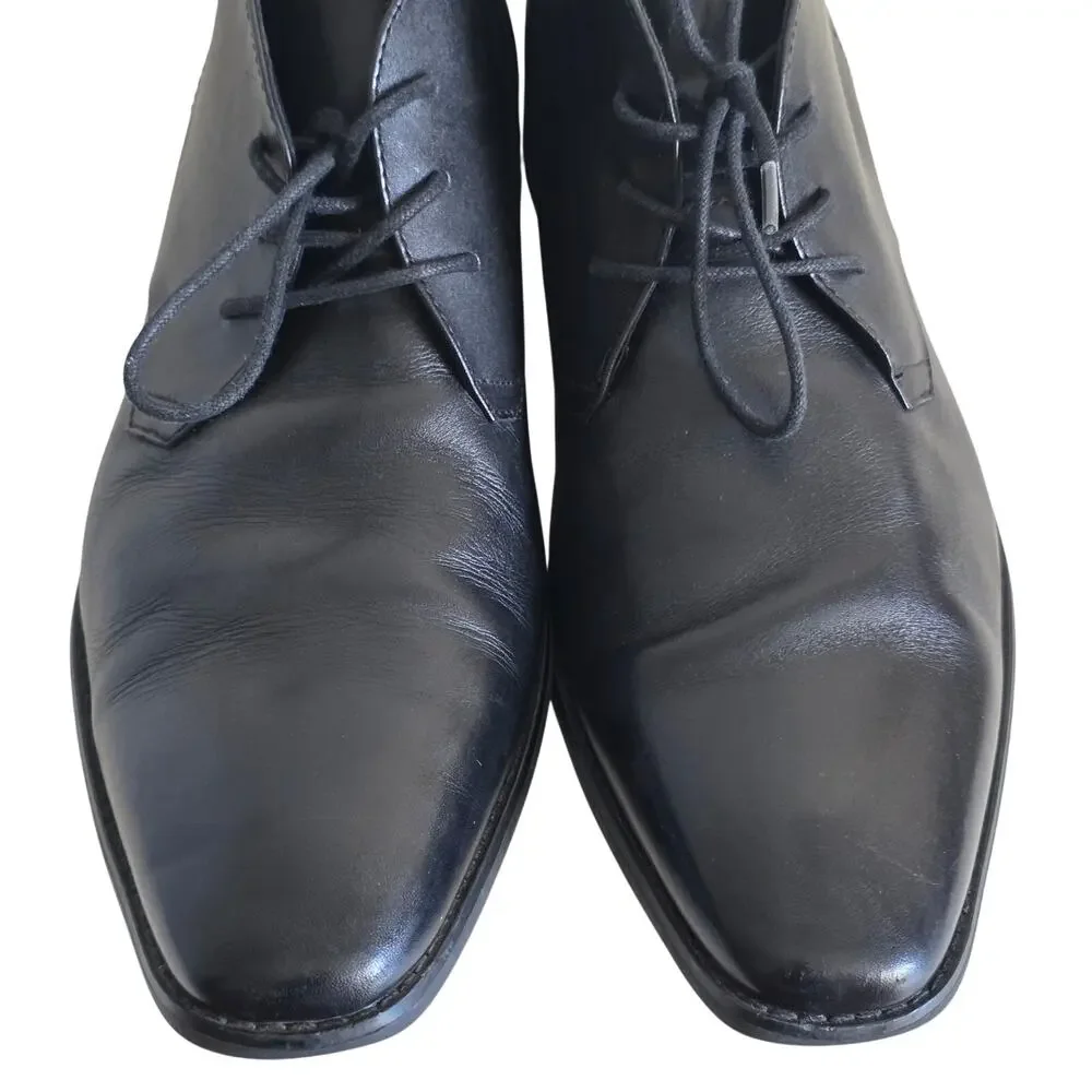 Calvin Klein Rolando Black Leather Chukka Ankle Boots Men's US 13 EU 46.5